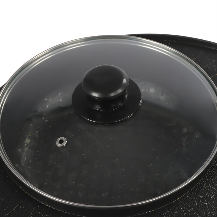 JOYDING Round Electric Hot Pot Grill Combo Indoor BBQ Portable